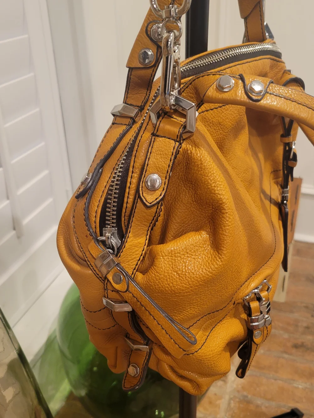 orYANY Mustard Yellow Leather Hobo Bag
